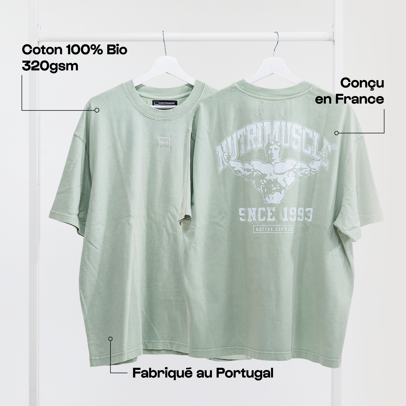 nutrimuscle-reborn-tee-shirt-pistache-m-coton-bio image 3