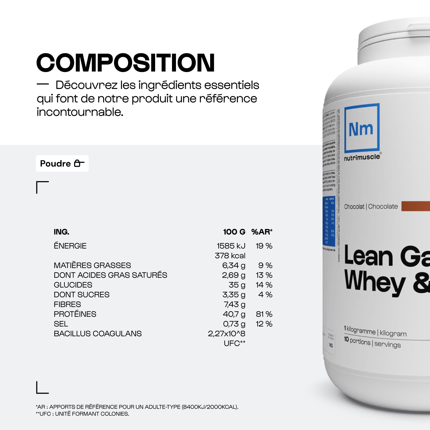 nutrimuscle-max-lean-gainer-whey-avoine-chocolat-1-kg image 4