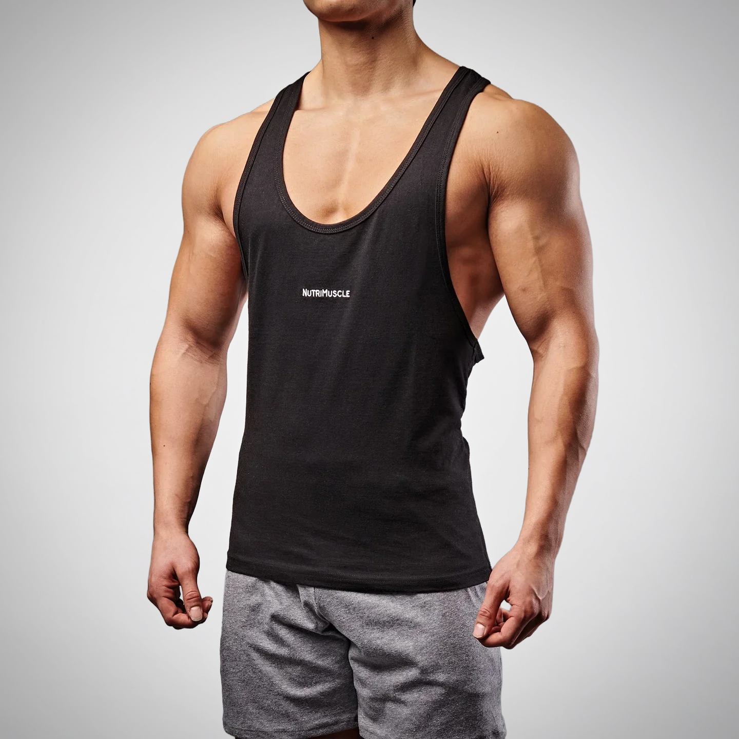 nutrimuscle-reborn-stringer-noir-d-bardeur-musculation-coton-bio image 1