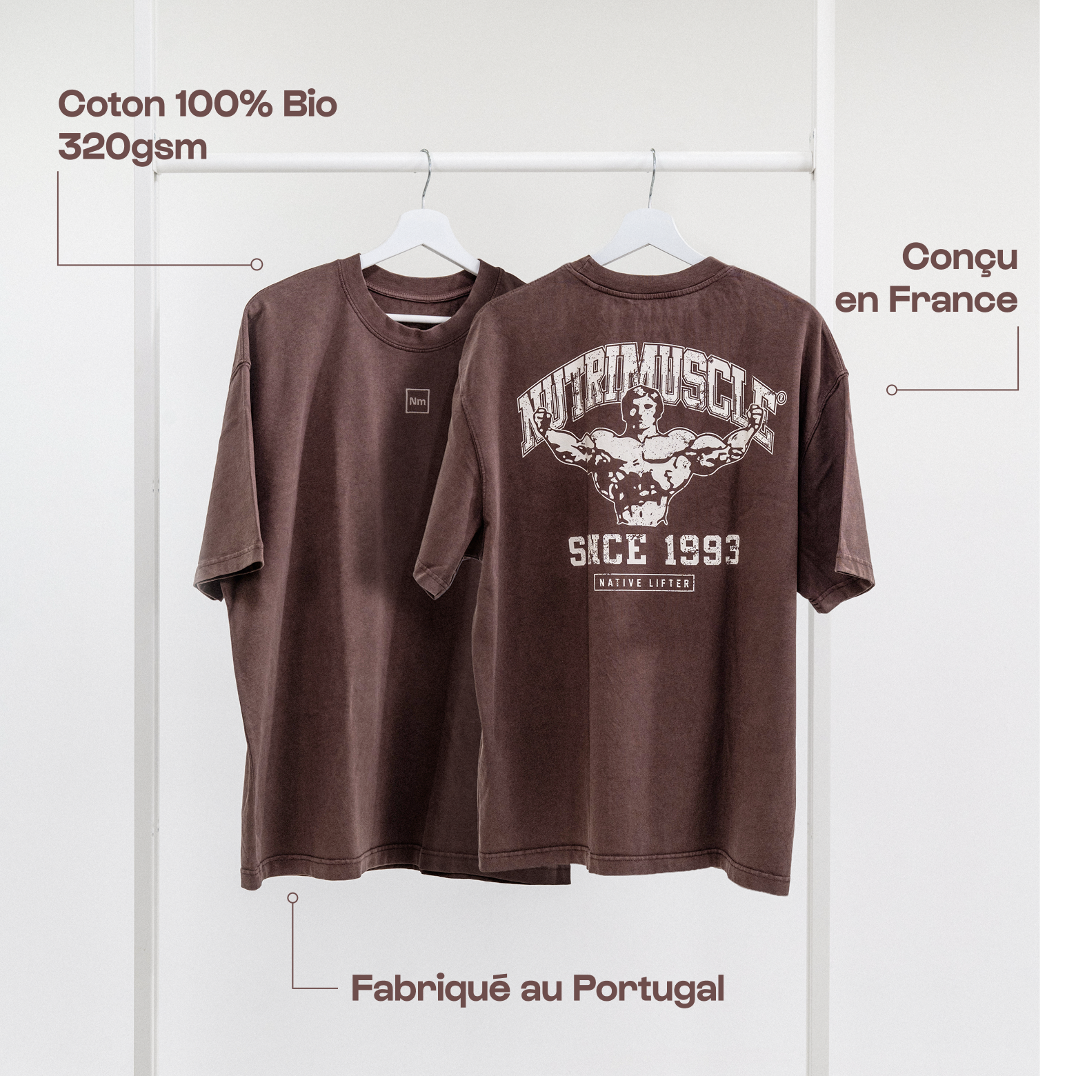 nutrimuscle-reborn-tee-shirt-chocolat-m-coton-bio-oversize image 3