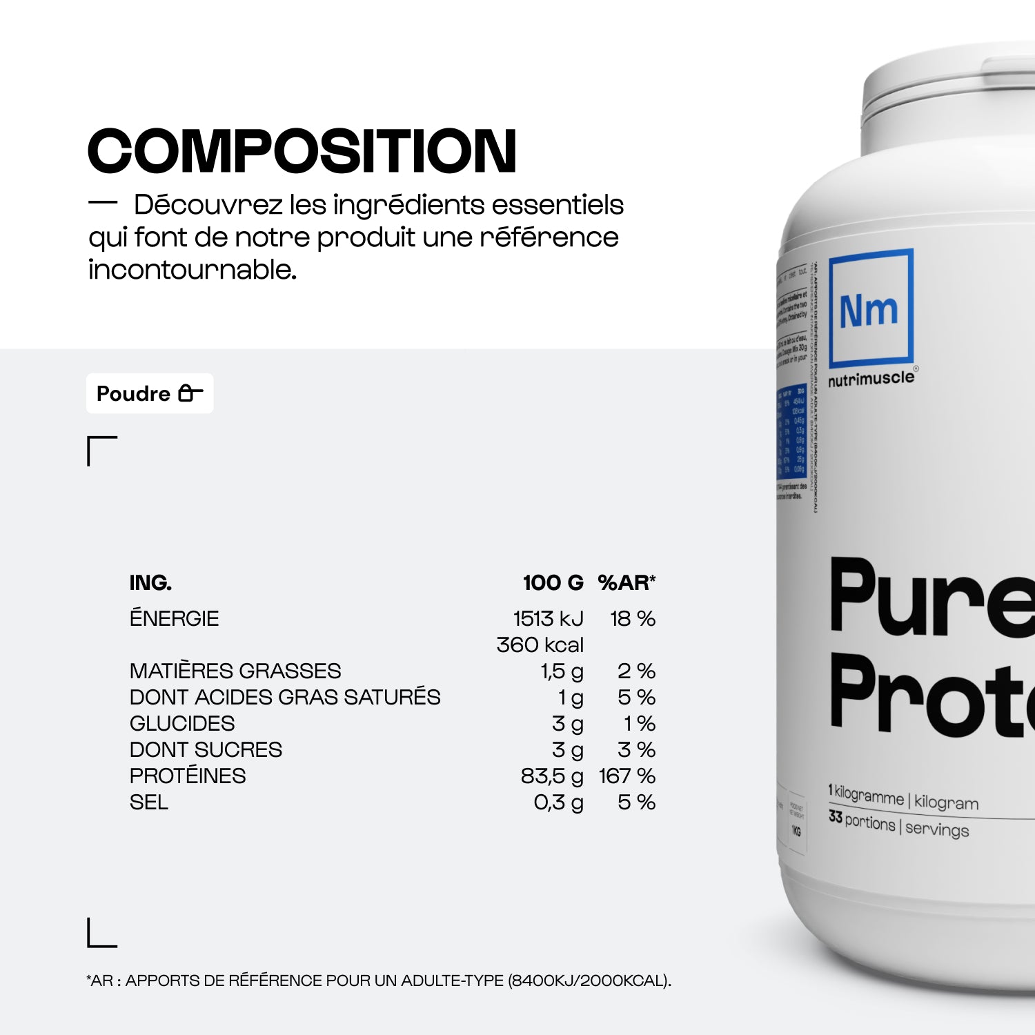nutrimuscle-max-pure-milk-protein-chocolat-1-kg-cas-ine image 4