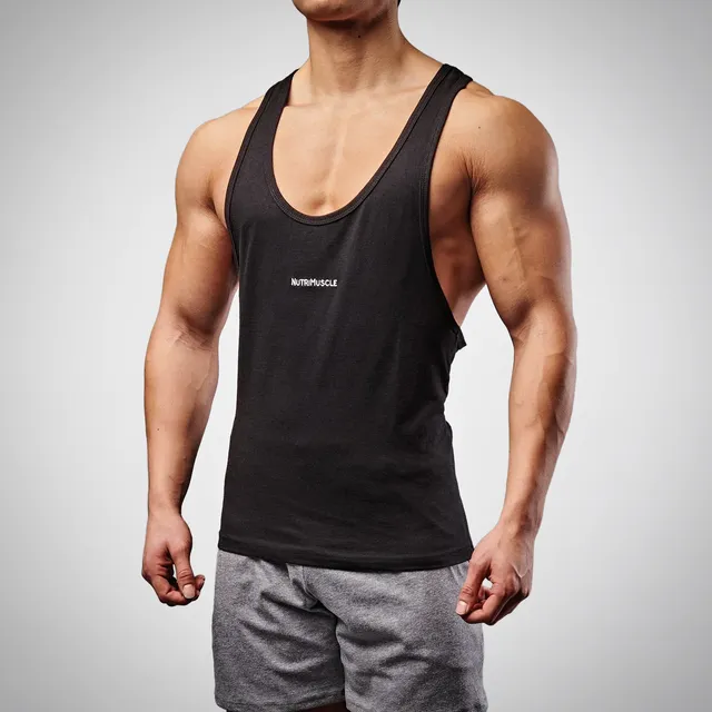 nutrimuscle-reborn-stringer-noir-d-bardeur-musculation-coton-bio image 1